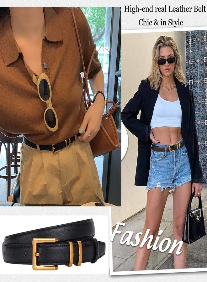 ALAIX Women's Leather Belt for Jeans Pants Fashion Ladies Belt with Gold Buckle Elegant Thin Waist Dress Belts for Women - Image 3